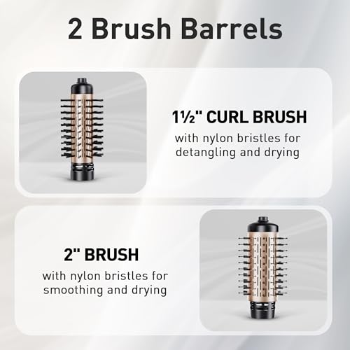Beautimeter Hair Dryer Brush 3-in-1 Hair Styler, Rotating Blow Dryer Brush with 2-Inch and 1.5-Inch Brushes