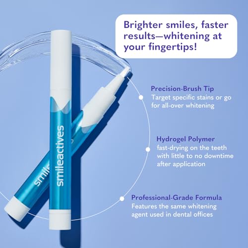 Smileactives Teeth Whitening Kit, Complete at Home Teeth Whitening Treatment, Travel Size Tooth Whitening, Stain Remover for White Teeth, Contains Clinical-Grade Hydrogen Peroxide, 30 Day Kit