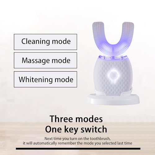 Ultrasonic Toothbrush for Adults - Automatic Electric Toothbrush with Soft Bristles Waterproof & Washable Rechargeable Portable Design with Wireless Charging 30'' Timer for Travel & Home Use (White)