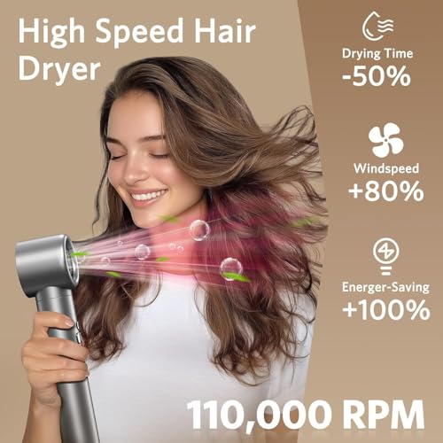 Air Styler Hair Dryer Brush - 6 in 1 Hair Styler Ionic Auto Wrap Hot Air Curler Blow Dryer Brush, 38m/s High Speed Blowout Airflow Hair Dryer Multi Styler Fast Drying Styling for Curly/Straight Hair