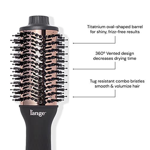 L'ANGE HAIR Le Volume 2-in-1 Titanium Blow Dryer Brush | Hot Air Brush for Hair Drying & Styling | Ionic Oval Barrel for Smooth, Frizz-Free Volume | (Black – 60mm)
