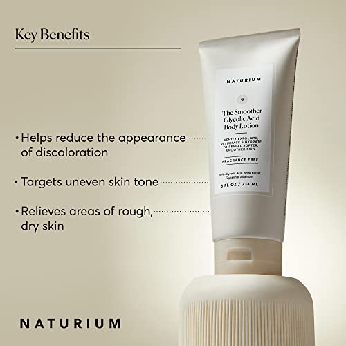Naturium The Smoother Glycolic Acid Body Lotion, Resurfacing & Exfoliating Treatment, with 10% Glycolic Acid, 8 oz