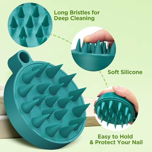 Rosemary & Apple Scalp Exfoliating Tonic - Scalp Detox Serum Deep Cleansing & Clarifying Treatment for Buildup, Dry Flaky Scalps - Soft Silicone Hair Scalps Massager Shampoo Brush for All Hair Types