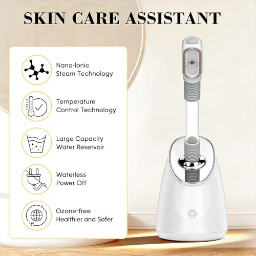 Facial Steamer Spa Kit, Nano Ionic Face Steamer for Deep Cleaning Unclogs Pores, Warm Mist Humidifier Steamer for Face Home Sauna SPA, Self Care Valentines Day Gifts for Women
