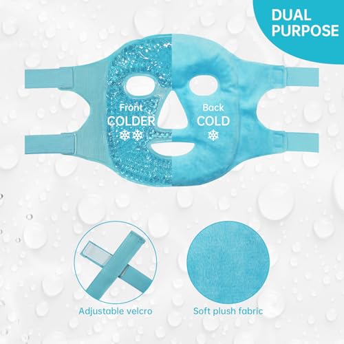 ZNÖCUETÖD Cold Face Eye Mask Ice Pack Reduce Facial Puff, Dark Circles, Gel Hot Heat Cold Compress Pack, Face SPA for Woman Sleeping, Pressure, Headaches, Skin Care, Post Laser Cosmetic Care[Blue]