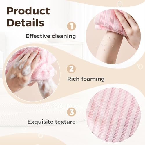 ZIVWAGX Blissal Exfoliating Shower Towel, 2-in-1 Exfoliating Towel, Premium Scrub Wash Cloth for Body Face, Blissal Exfoliating Towels-Body Scrubber with 2 Sides for All Skin Types (Black) (Black)