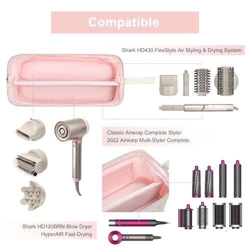 Leudes Hair Tools Travel Bag for Shark Flexstyle Carrying Case Portable Shark Hair Air Wrap Dryer Case Waterproof Dustproof Flat Curling Iron Travel Organizer (Beige)