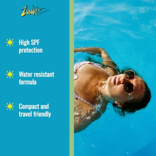 Zinka Clear Zinc Oxide Sunscreen Stick SPF 50, Travel-Friendly & Non-Greasy, Broad Spectrum UV Face Shield for Sensitive Skin, Water-Resistant (0.49 oz)