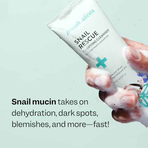 Peach Slices - Snail Rescue Purifying Cleanser (4.05 oz) - Snail Mucin Concentrate - Cleanse & Refresh Skin - Pine Bark, Hyaluronic Acid & Cica - Vegan & Cruelty Free - Korean Skin Care & Beauty