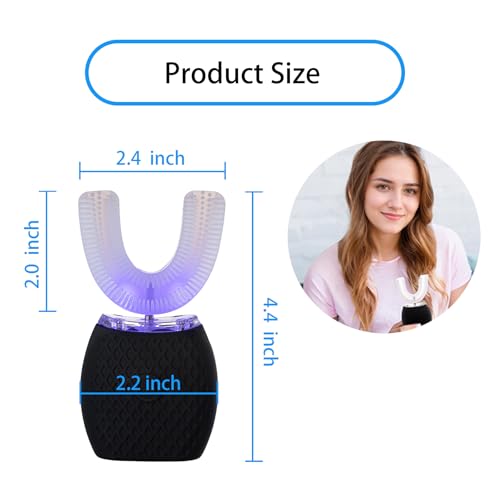 Ultrasonic Toothbrush for Adults - Automatic Electric Toothbrush Rechargeable Portable 30'' Automatic Timer Wireless Charging Washable Travel Home Dual-use (Black)