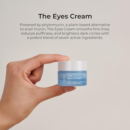 Yepoda The Eyes Cream, Hydrating Eye Cream With Plant-Based Snail Slime Alternative, Reduces the Look of Puffiness & Deeply Hydrates the Skin, Vegan Korean Eye Cream for All Skin Types, (0.50 FL. OZ.)