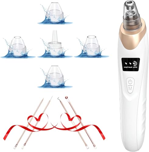 Blackhead Remover Pore Vacuum Kit -Blackhead Extractor Tool with 3 Adjustable Suction Levels, 5 Probes, USB Rechargeable, Suitable for Women and Men(White)