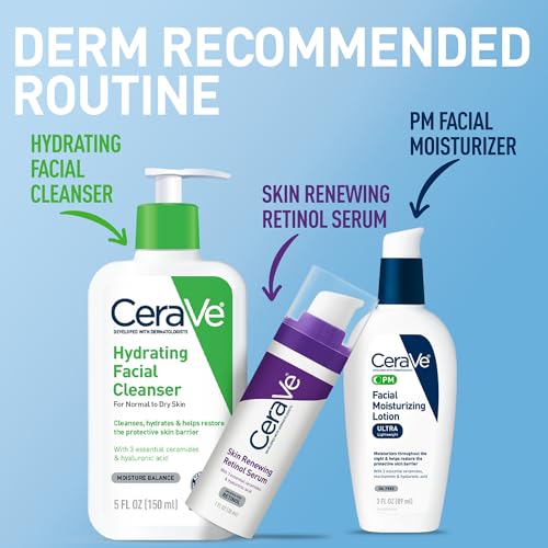 CeraVe PM Facial Moisturizing Lotion, Night Cream with Hyaluronic Acid and Niacinamide, Ultra-Lightweight, Oil-Free Moisturizer for Face, 3 Ounce