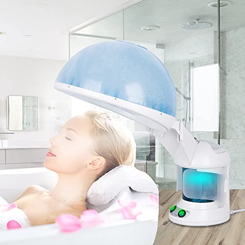 Facial Steamer for Deep Cleaning, 2 in 1 Face & Hair Steaming Machine for Natural Home Use, Black Hair Deep Conditioning, Professional Face Spa Steamer