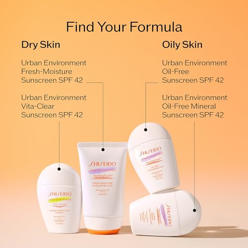 Shiseido Urban Environment Vita-Clear Sunscreen SPF 42 - Invisible Formula with Vitamin C - No-Shine, Makeup Effect for 8 Hours - Non-Comedogenic - 30 mL