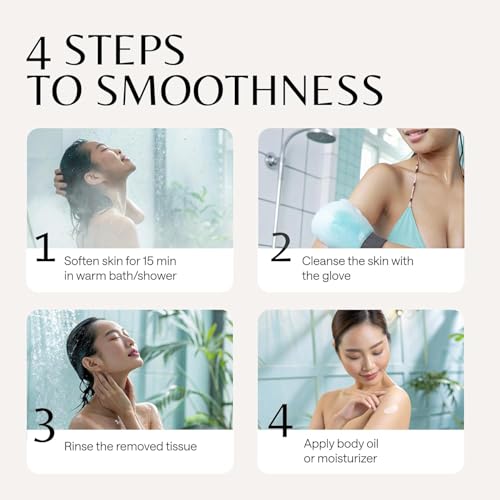 Korean Exfoliating Glove for Shower – Deep Body Scrubber & Face Exfoliator – Shower Gloves – Tan Remover Washcloth, Smooth Skin & Body Exfoliating Mitt – Loofah Wash Cloth Alternative