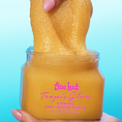 Tree Hut Tropic Glow Shea Sugar Scrub, Exfoliating & Hydrating Body Scrub with Shea Butter, Radiant Glow, Warm Scent, 18 oz