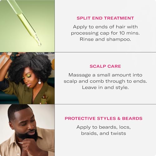 Mielle Organics Rosemary & Mint Light Hair Oil, Split Ends & Dry Scalp Treatment - Infused with Biotin & Essential Oils for Strengthening, Soothing, Moisturizing & Encouraging Longer Hair (2 Oz)