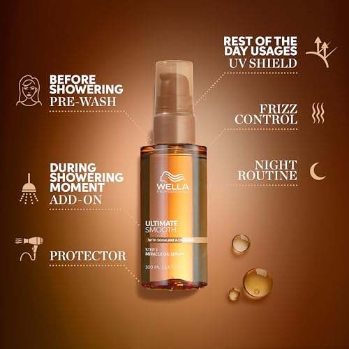Wella Professionals ULTIMATE SMOOTH Miracle Oil Serum for Dry, Dull & Frizzy Hair | Nourishes, Smooths & Adds a Silky Shine | With Squalane & Omega 9 | Heat Protectant | Color Safe