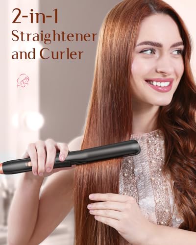 5 in 1 Wand Curling Iron-Kinked Curling Wand Set with Flat Iron Hair Straightener, 3 Barrels Hair Crimper, 3 Ceramic Curling Irons (0.35"-1.25"), 2 Temps Fast Heat Hair Waver Curler with Glove & Clip