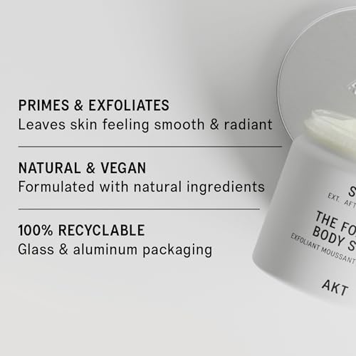 AKT The Foaming Body Scrub 8.4 Fl Oz, Skin Exfoliator, Body Scrub with Rice & Sugar, Papaya & Nourishing Oils, Natural Exfoliating Sugar Scrub with Vitamin E, Dead Skin Remover for Body