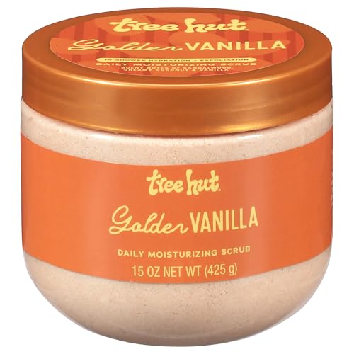 Tree Hut Golden Vanilla Daily Moisturizing Scrub, Gentle Exfoliating, Hydrating & Nourishing Whipped Body Scrub with Shea Butter, Hydrated Silica, Smooth & Soften Skin, Body Polish, 15 oz