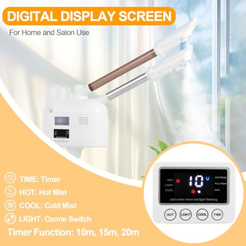 Professional Facial Steamer, 2 in 1 Facial Steamer with Ozone and Hot & Cold Mist for Facial Deep Cleaning and Hydration, Esthetician Steamer on Wheels, Ideal for Spa, Salon and Home Use