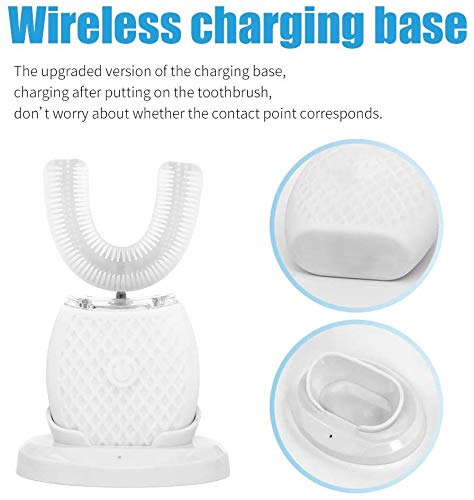 Automatic Toothbrush for Adults - Ultrasonic Electric Toothbrush with Soft Bristles U-Shape Waterproof Design 30s Timer Toothbrush, Wireless Charging Dual-Use for Travel & Home (White)
