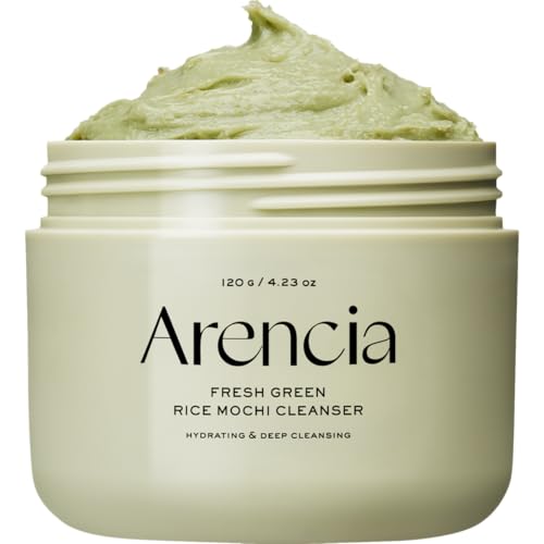 Arencia Korean Rice Mochi Face Cleanser - Face Wash, Gentle Scrub All in One for Deep Cleansing, Moisturizing, Pore Minimizing, Acne-Prone Skin, Removing Blackhead with Rice Water & Green Tea