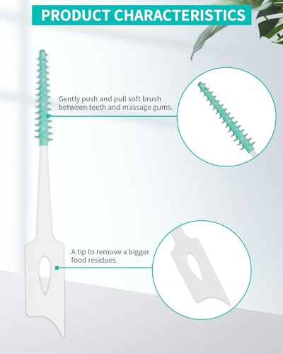 200 PCS Soft Dental Floss Picks, Dental Picks with case, Toothpicks Brush Between Teeth, Tooth Flossing Brush Disposable for Cleaning, Toothbrush Clean Tool, Green Color