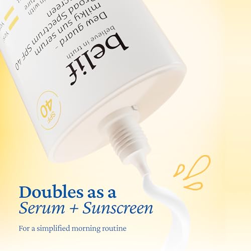 belif Milky Niacinamide Sunscreen SPF 40 – Lightweight & Invisible Sun Serum for Face with 7 Types of Hyaluronic Acid | No White Cast, Non-Comedogenic, Hydrating, Makeup-Gripping Primer (1.69 fl.oz)