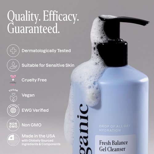 Cliganic Hydrating Gel Cleanser with Triple Botanical Complex® – Clean Gentle Face Wash with Jojoba, Rosehip Argan Oils Removes Makeup Impurities Aloe Vera Glycerin for Balanced Glowing Skin