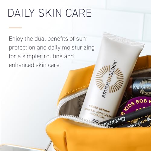 Brush On Block Untinted Mineral Sunscreen SPF 50 for Face | Broad Spectrum, Hyaluronic Acid, Sheer & Non-Greasy Moisturizer for Sensitive Skin, Zinc Oxide Sunscreen, P++++, Made in USA