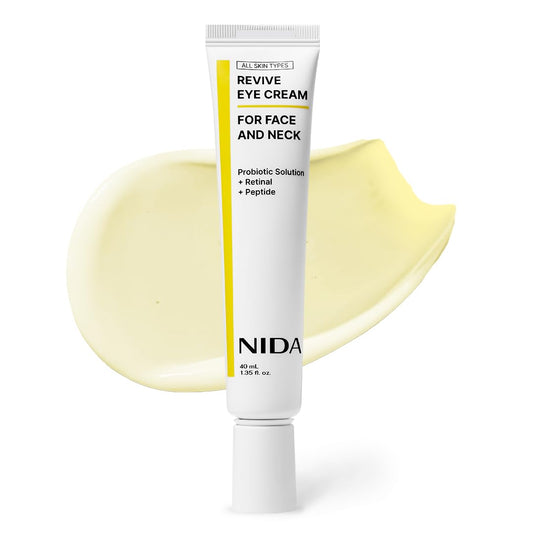 NIDA Revive Eye Cream For Face And Neck | Probiotic Solution, Retinal, Peptide | Wrinkles, Fine Lines, Cell Turnover, Firm Skin Texture, Radiant Skin, Moisture Retention | 1.35 fl. oz., 40ml