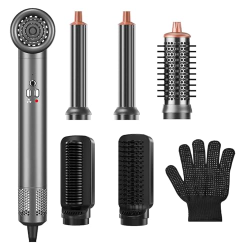Air Styler Hair Dryer Brush - 6 in 1 Hair Styler Ionic Auto Wrap Hot Air Curler Blow Dryer Brush, 38m/s High Speed Blowout Airflow Hair Dryer Multi Styler Fast Drying Styling for Curly/Straight Hair