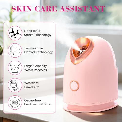 Facial Steamer Spa Kit with 17 Skin Care Tools, Nano Ionic Face Steamer for Deep Cleaning Unclogs Pores, Warm Mist Humidifier Steamer for Face Home Sauna SPA, Valentines Day Gifts for Women
