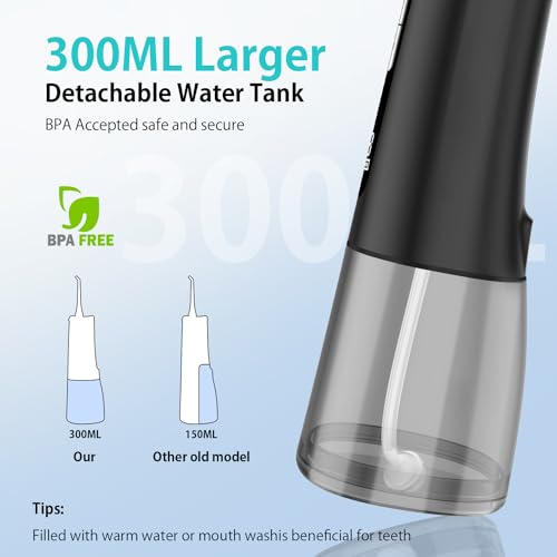 Water Dental Flosser for Teeth, Portable Cordless Oral Irrigator with 4 Modes 9 Intensities, Rechargeable IPX7 Waterproof Water Flosser, Travel Water Dental Picks for Cleaning