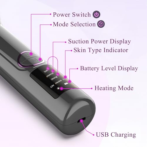 Blackhead Remover Vacuum, Pore Vacuum Blackhead Extractor, Pore Suction Face Suction, Electric 5 Heads Heating, Nose & Face Deep Clean, Pimple Sucker Remover Tools, USB Rechargeable 9 Modes 3 Levels