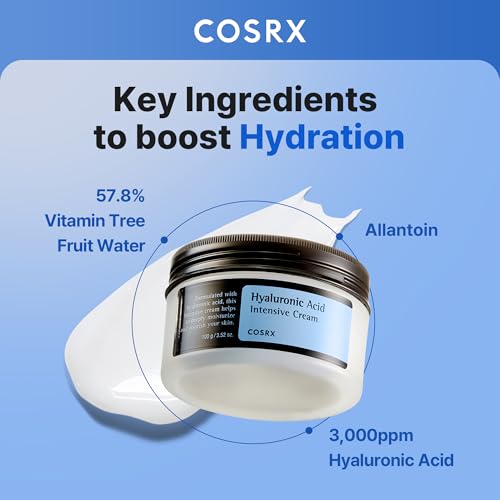 COSRX Hyaluronic Acid Moisturizing Cream, Long-lasting Hydration, Rich Moisturizer for Sensitive Skin 3.52 oz / 100g, Korean Skin Care, Animal Testing Free, Parabens Free
