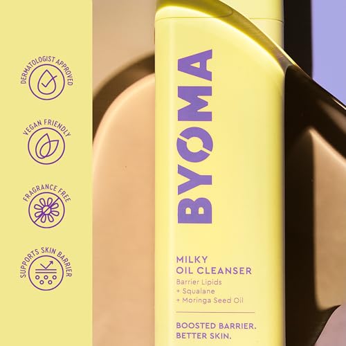 BYOMA Milky Oil Cleanser - Hydrating Facial Cleanser for Skin Barrier Repair - Tri-Ceramide Face Wash for Sensitive Skin & All Skin Types - Deeply Hydrated Skin, No Oily Residue - 3.38 fl oz