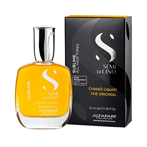 ALFAPARF MILANO Semi di Lino Sublime Cristalli Liquidi Hair Oil with Thermal Protection - Superior Hair Finishing Smoothing Serum Treatment - Brilliant Shine - Vegan Formula - 1.69 fl. oz.