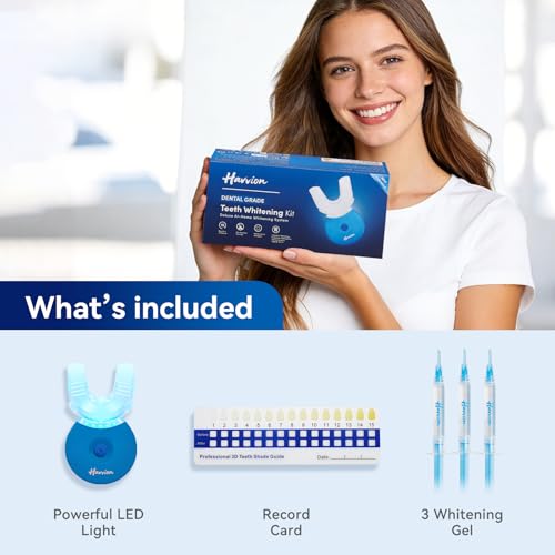 Teeth Whitening Kit, LED Accelerator Light, 3 Carbamide Peroxide Whitening Gel, Dental-Grade Whitening at Home