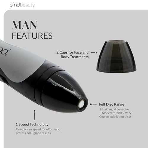 PMD Beauty Personal Microderm Man - At-Home Microdermabrasion Machine with Kit for Face & Body - Exfoliating Crystals and Vacuum Suction for Bold and Striking Skin