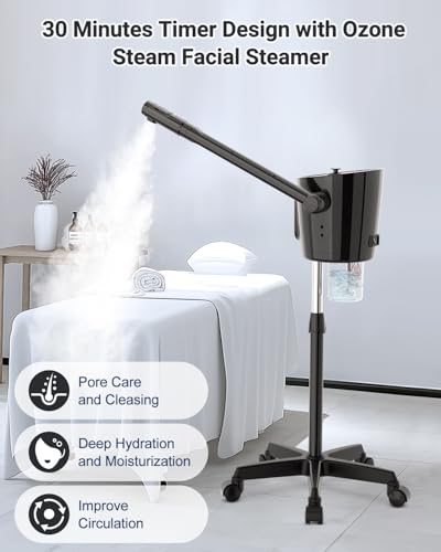 Kingsteam Professional Facial Steamer with Ozone - Ionic Nano Hot Mist Steamer with Large Capacity and 30-Min Timer for Estheticians, Beauty Salons, and Home Skin Care Use