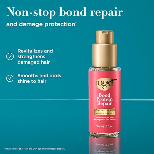OGX Repair & Protect Bond Protein Repair Sealing Hair Serum, Formulated without Parabens, Frizz Treatment, 1.7 fl. oz