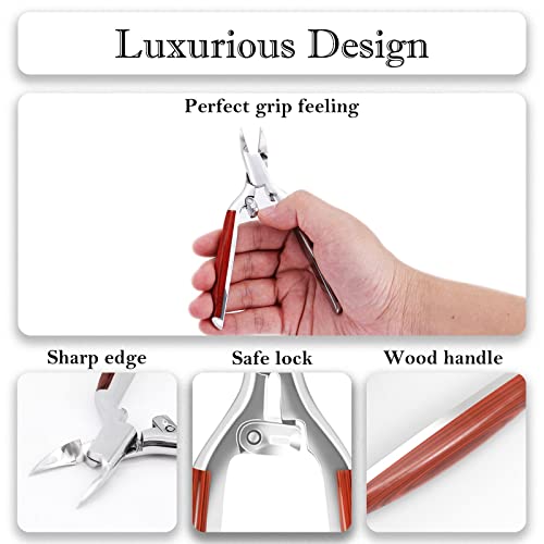 Podiatrist Toenail Clippers for Ingrown&Thick Toenails, alicates para uñas de pies, Luxury Wooden Handle Nail Clippers, Professional Toenail Cutter for Seniors, Men, Women