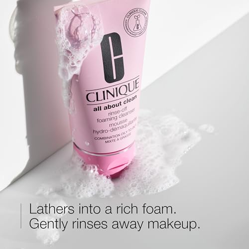 Clinique All About Clean Rinse-Off Foaming Face Wash | Face Cleanser With Hyaluronic Acid + Glycerin For Oily Skin Types | Dissolves Makeup + Sunscreen
