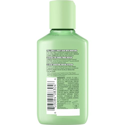 Garnier Fructis Hair Filler Moisture Repair Serum Treatment, Moisturizing Hair Serum for Curls and Waves with Hyaluronic Acid, 3.75 Fl Oz, 1 Count