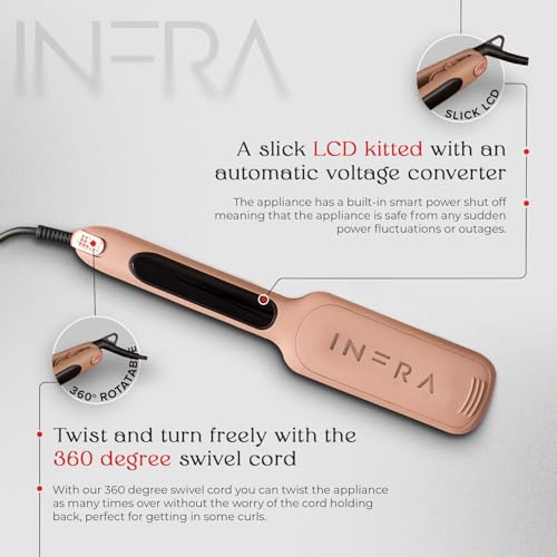 INFRA Ionic Ceramic Plates Flat Iron - 2 inch Infrared Quick Heat Up Hair Straightener - Best for All Hair Types - Professional 2 in 1 Straightener for Straight, Wavy, and Curly Hairs - Velvet
