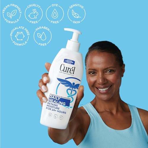 Curel Daily Healing Body Lotion for Dry Skin, Dermatologist Recommended Hydrating Body Lotion with Advanced Ceramides Complex, 20 Oz